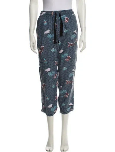 Pre-owned Tombolo Printed Skinny Leg Pants In Blue