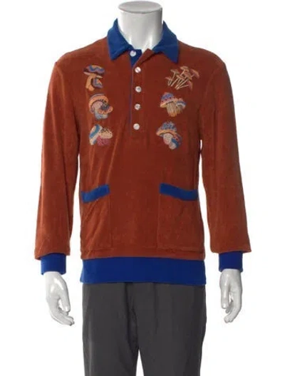 Pre-owned Tombolo Printed V-neck Polo Shirt In Orange