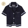 Tombolo 'rick Rack' Cabana ~ Crop Cut In Midnight Blue