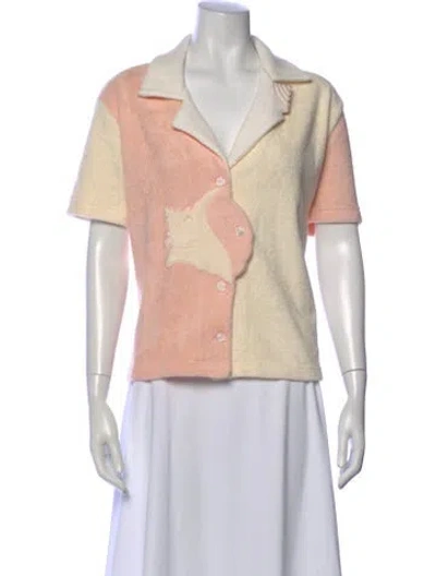 Pre-owned Tombolo Short Sleeve Button-up Top In Pink