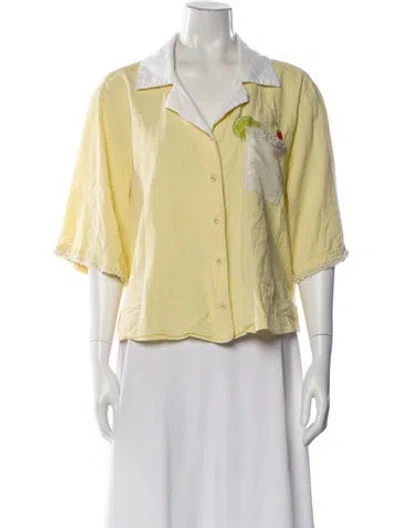 Pre-owned Tombolo Three-quarter Sleeve Button-up Top In Yellow
