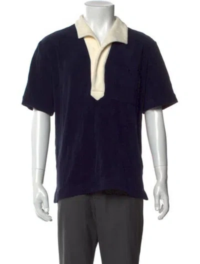 Pre-owned Tombolo V-neck Short Sleeve Polo Shirt W/ Tags In Blue