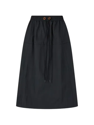 Tomboy A-line Drawstring Midi Skirt In Animal Print