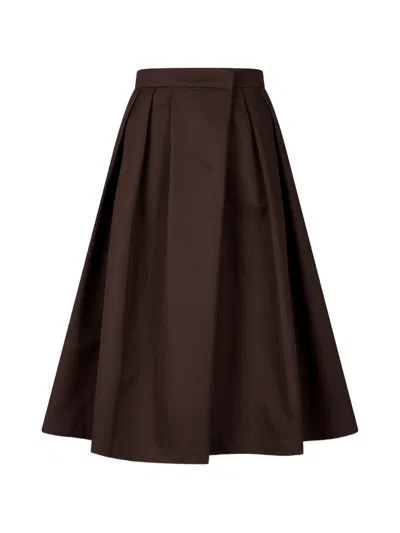 Tomboy A-line Midi Cotton Skort In Brown