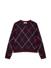 Tomboy Argyle-pattern Sweater In Brown