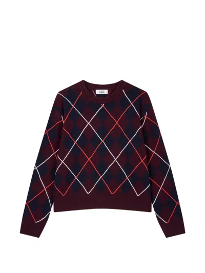 Tomboy Argyle-pattern Sweater In Brown