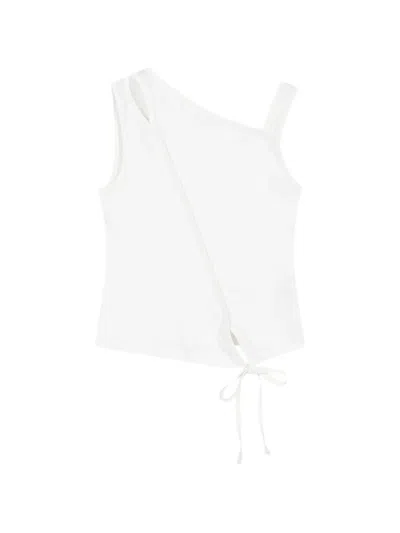 Tomboy Asymmetric Tie-fastening Top In White