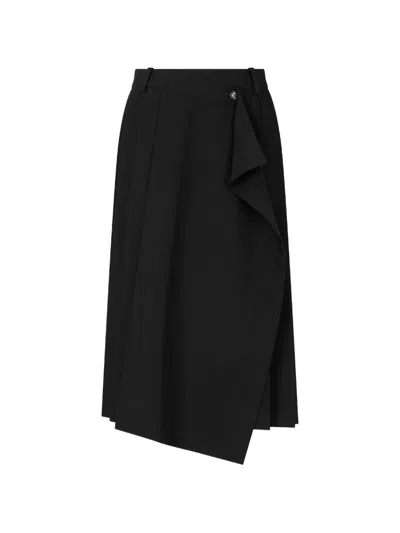 Tomboy Asymmetric Wrap Skirt In Black