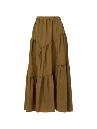 Tomboy Asymmetrical Tiered Maxi A-line Skirt In Multi