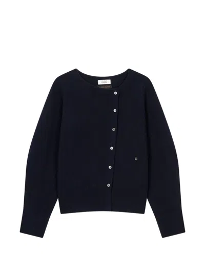 Tomboy Asymmetric-fastening Cardigan In Blue