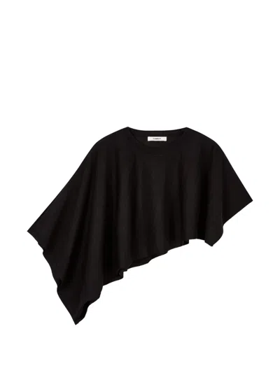Tomboy Asymmetric-hem Cape In Black