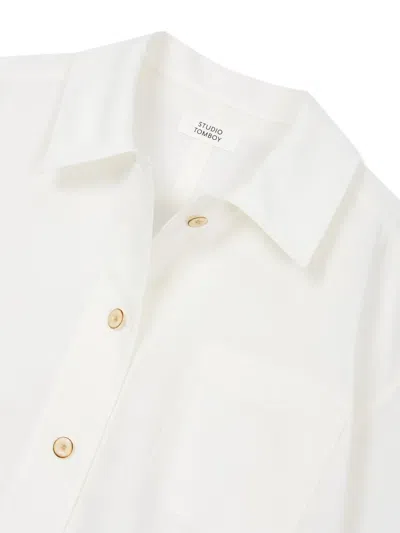 Tomboy Back-tie Short-sleeve Shirt In White