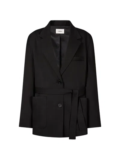 Tomboy Belted Button-back Jacket In Black