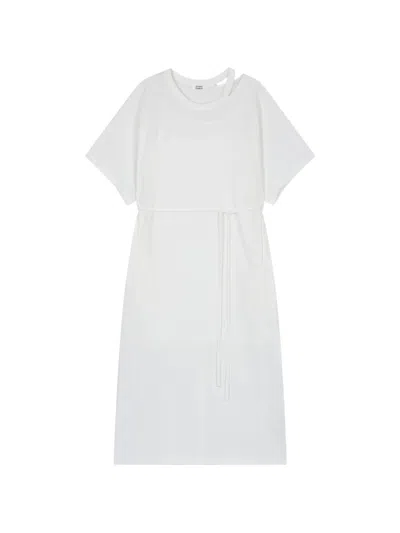 Tomboy Belted Cut-out Maxi Dress In White