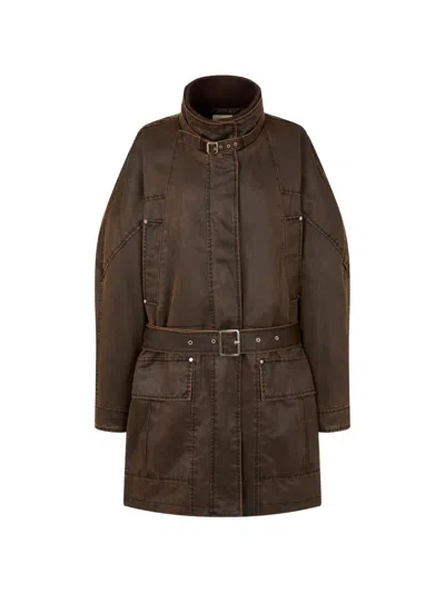 Tomboy Belted Faux-leather Jacket In Brown