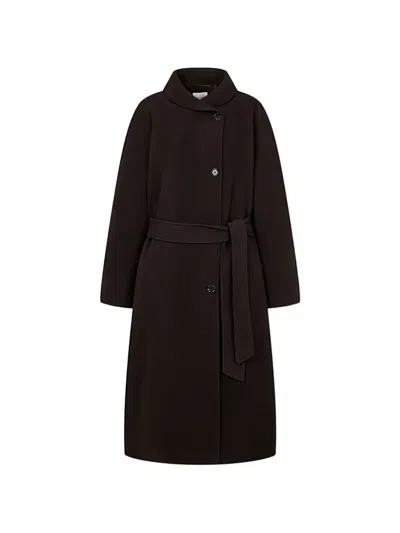 Tomboy Belted Shawl-collar Coat In Brown