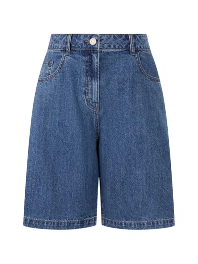 Tomboy Button Denim Shorts In Blue