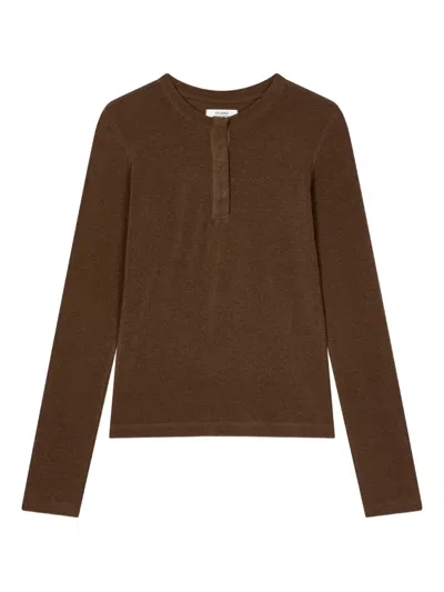 Tomboy Button Long-sleeve Top In Brown