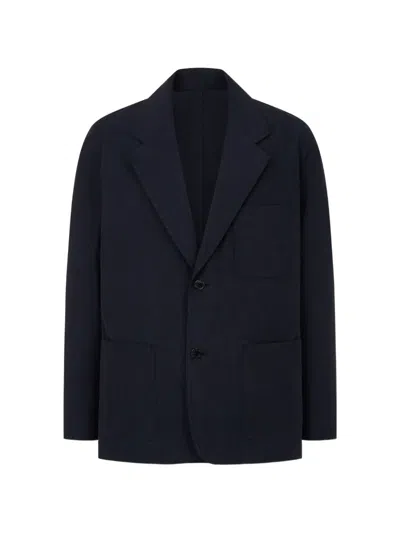 Tomboy Button Patch Pocket Jacket In Blue