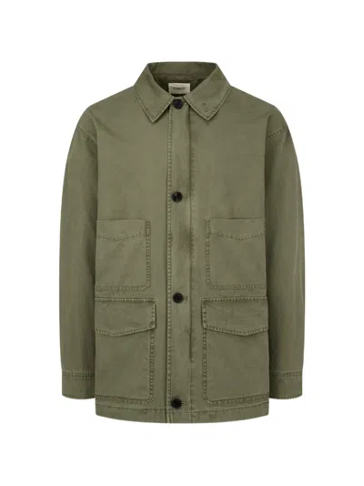 Tomboy Button-up Washed-effect Jacket In Green
