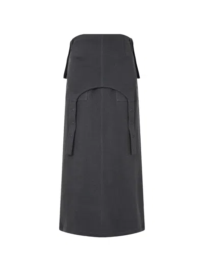 Tomboy Button-detail Pinafore Maxi Skirt In Gray