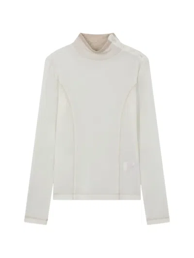 Tomboy Button-details High-neck Long-sleeve T-shirt In Neutral