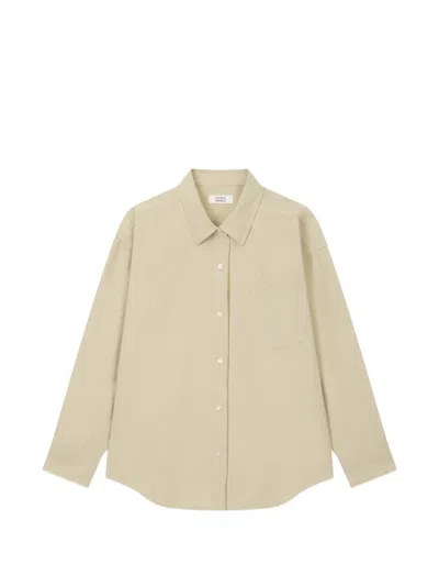 Tomboy Button-down Chest-pocket Cotton Shirt In Neutral