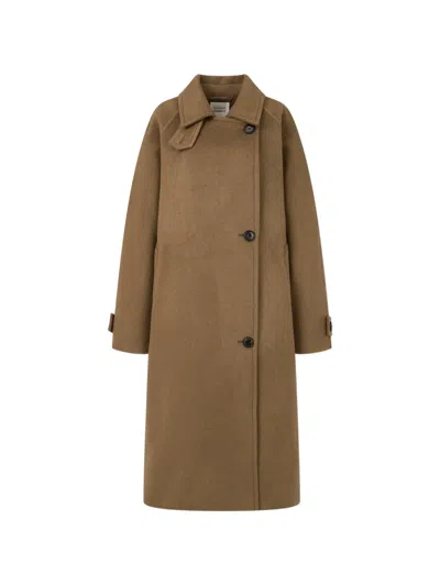 Tomboy Button-fastening Double-breasted Coat In Burgundy