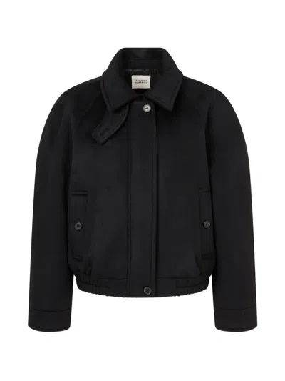 Tomboy Button-up Felted Bomber Jacket In Black