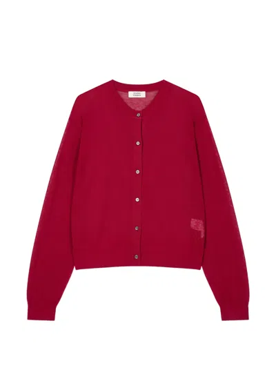 Tomboy Button-up Knitted Cardigan In Red