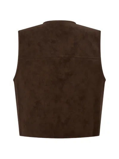 Tomboy Button-up Vest In Brown