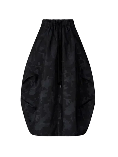 Tomboy Camouflage Balloon Midi Skirt In Black