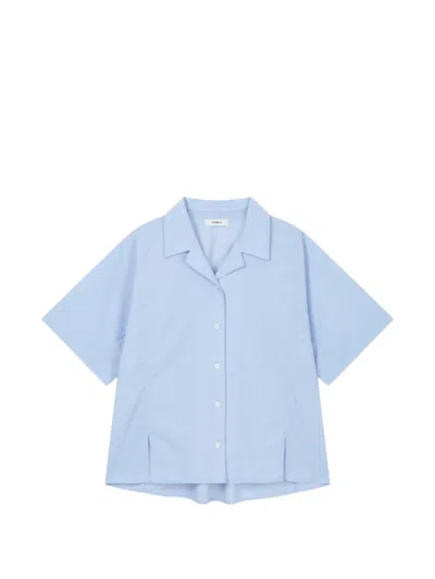 Tomboy Camp-collar Short-sleeve Shirt In Blue