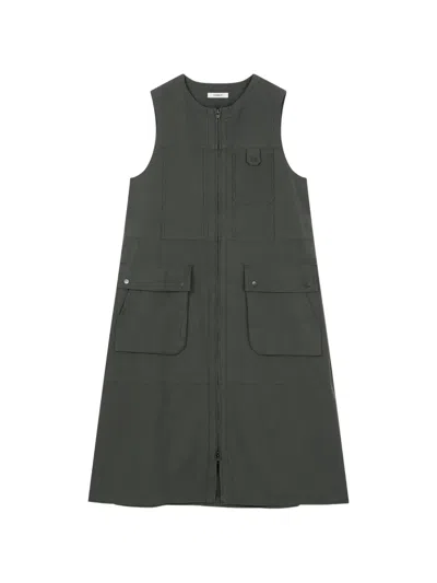 Tomboy Cargo-pocket Sleeveless Dress In Green