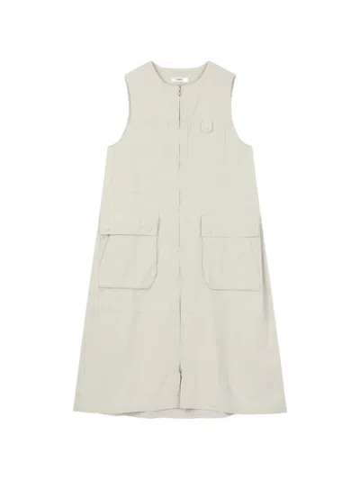 Tomboy Cargo-pocket Zip-up Dress In Neutral