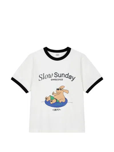 Tomboy Character-print Ringer T-shirt In White