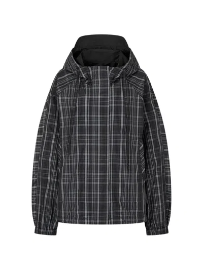 Tomboy Check Hooded Jacket In Black