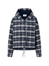 Tomboy Check-pattern Hooded Jacket In Blue