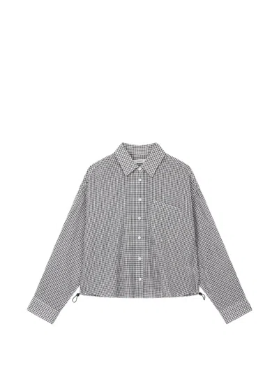 Tomboy Checkered Drawstring Shirt In Gray