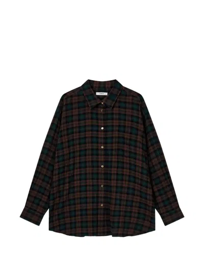 Tomboy Checkered Oversized Shirt In Brown