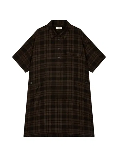 Tomboy Checkered Short-sleeve Midi Dress In Multi