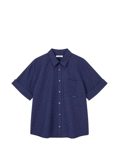 Tomboy Checkered Short-sleeve Shirt In Blue