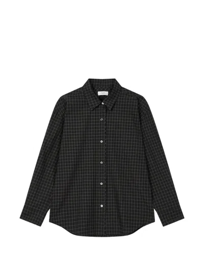 Tomboy Check-pattern Button-down Cotton Shirt In Black