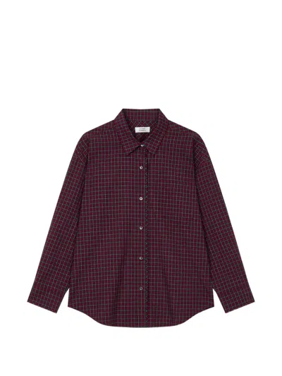 Tomboy Check-pattern Button-down Cotton Shirt In Red