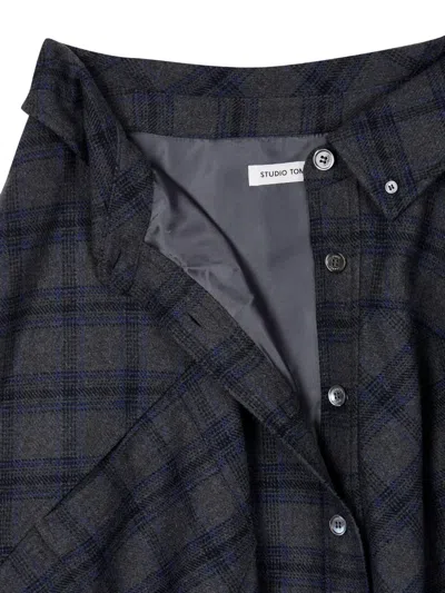 Tomboy Check-pattern Button-down Skirt In Blue
