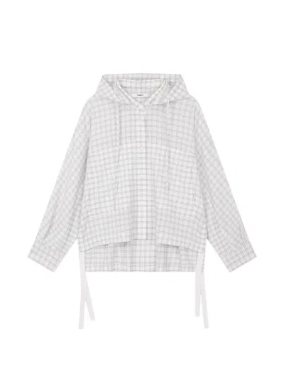 Tomboy Check-pattern Hoodie Shirt In White