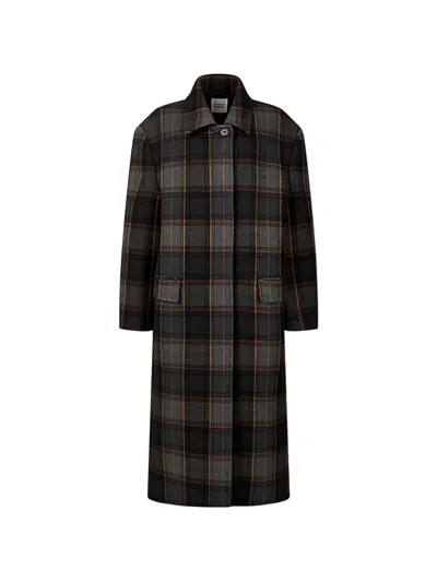 Tomboy Check-pattern Long Coat In Multi