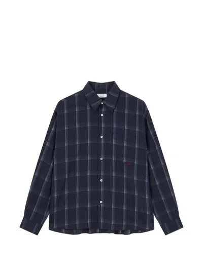 Tomboy Check-pattern Long-sleeve Shirt In Blue