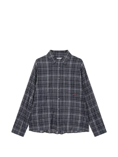 Tomboy Check-pattern Pocket-detail Shirt In Blue