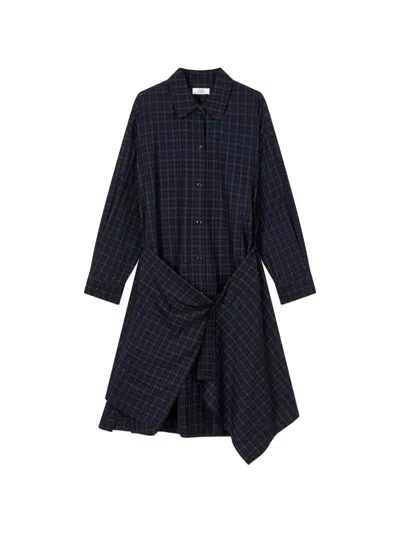 Tomboy Check-pattern Wrap Dress In Blue